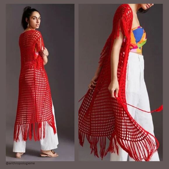 Anthropologie Other - New ANTHROPOLOGIE Knit Kaftan Crochet Beach Coverup - One Size